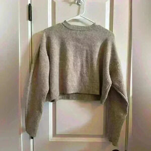 Bershka tan light brown crop sweater size medium